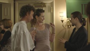 A scene from On the Lig comedy series with John Keating and Johnny Hopkins Jenna Lamia